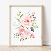 Ballerina, Bruin Haar, Roze Bloemen, Meisje Kweker Muurkunst Sets