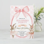 Ballerina Bunny Birthday Invitation Kaart (Staand voorkant)