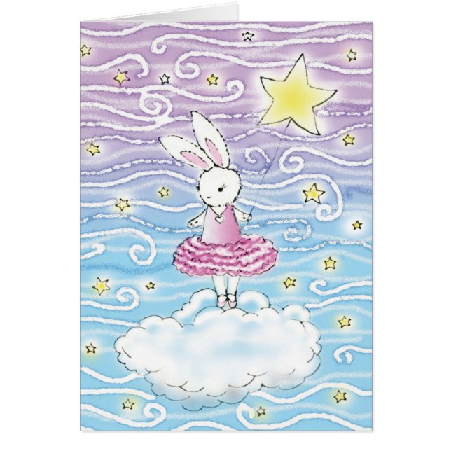 Ballerina Bunny Fantasy Art Blank Kaart (Voorkant)