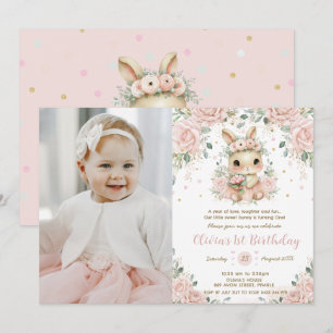 Ballerina Bunny Konijn 1e 2e 3e Verjaardagsfoto Kaart