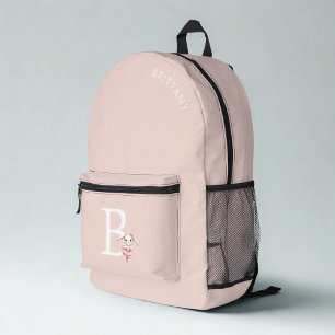 Ballerina Bunny Konijn Monogram Naam Pastelroze Bedrukte Rugzak