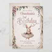 Ballerina Bunny Meisje Verjaardag Kaart (Voorkant / Achterkant)