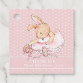 Ballerina Bunny Pink Tutu Polka Dots Baby shower Bedankjes Labels (Voorkant)