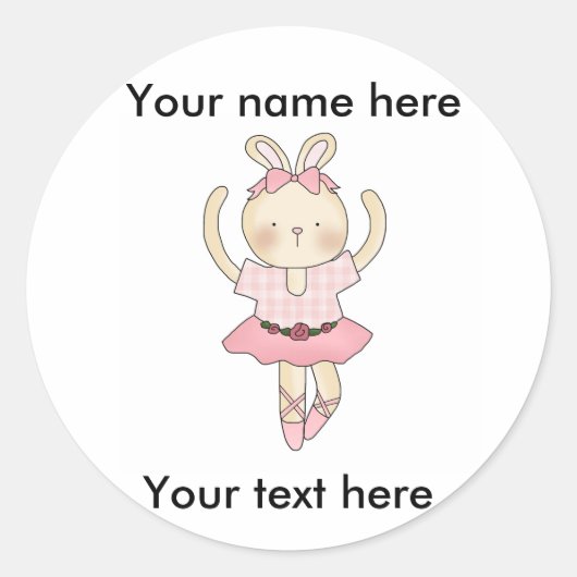 Ballerina Bunny Ronde Sticker (Voorkant)