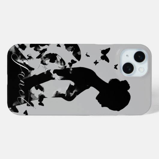 Ballerina & Butterflies Silhouette Zwart/Grijs Naa Case-Mate iPhone Case (Achterkant (horizontaal))