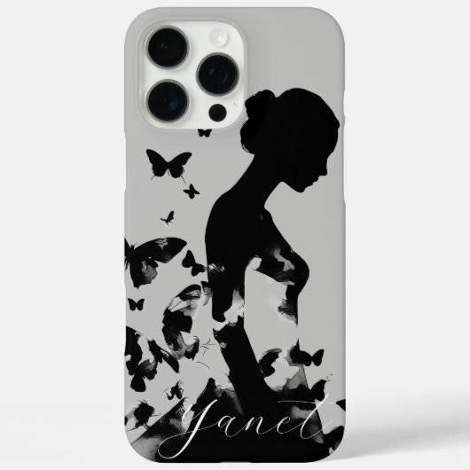 Ballerina Butterflies Zwart Silhouet Moderne naam Case-Mate iPhone Case (Achterkant)