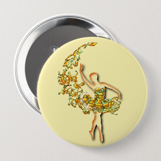 Ballerina Button Ballet Dancer Fire Girl (Voorkant /achterkant)