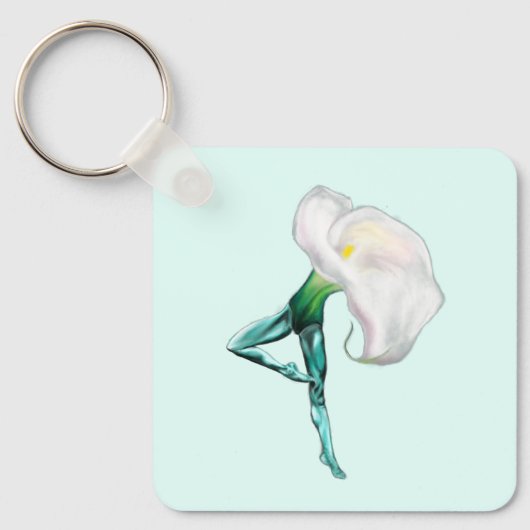 Ballerina Calla Lily Ballet Dancer Sleutelhanger (Voorkant)