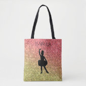 Ballerina canvas tas met aangepaste naam. (Voorkant)