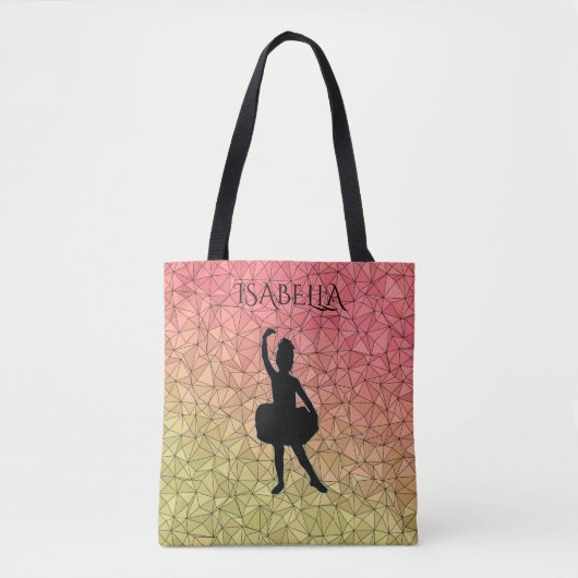Ballerina canvas tas met aangepaste naam. (Voorkant)