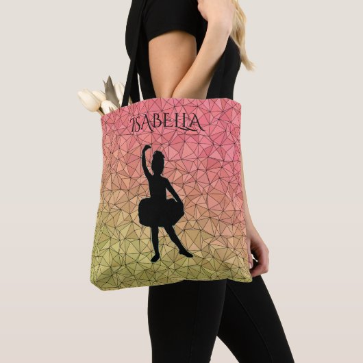 Ballerina canvas tas met aangepaste naam. (Dichtbij)