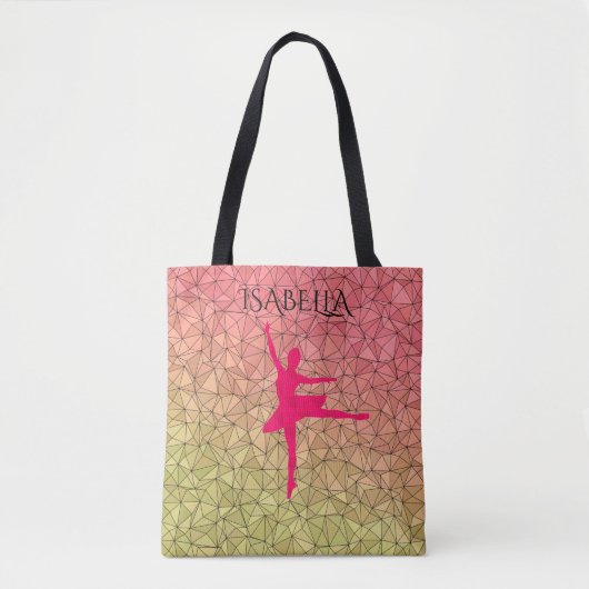 Ballerina canvas tas met gepersonaliseerde naam. (Voorkant)