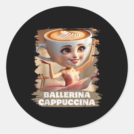 Ballerina Cappuccina Grappig Italiaans Brainrot Me Ronde Sticker (Voorkant)