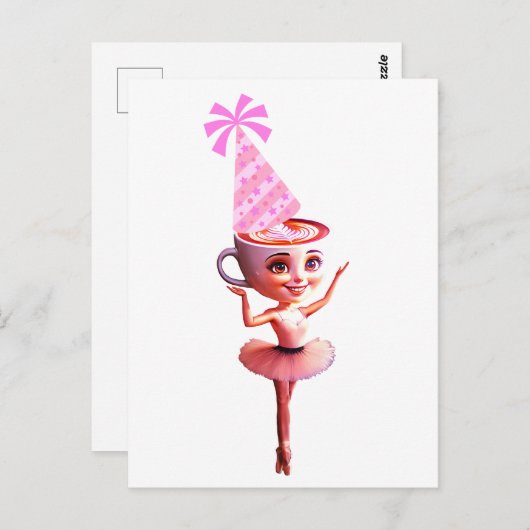 Ballerina Cappuccina in het verjaardagsfeest Pet Briefkaart (Voorkant / Achterkant)