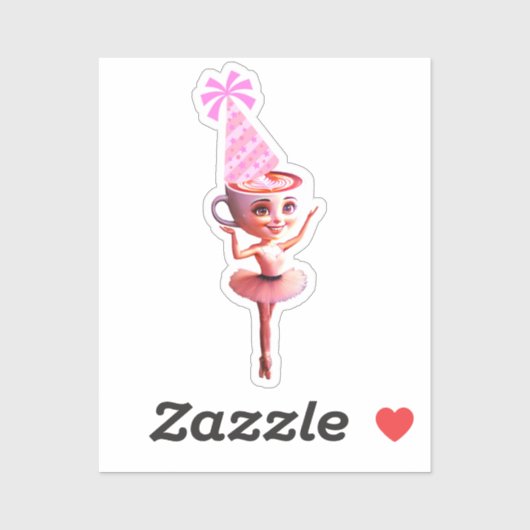 Ballerina Cappuccina in het verjaardagsfeest Pet Sticker (Vel)