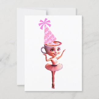 Ballerina Cappuccina in verjaardagsfeesthoed Briefkaart