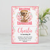 Ballerina Cappuccina Verjaardag Uitnodiging (Staand voorkant)