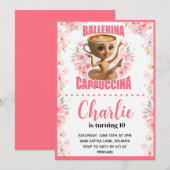 Ballerina Cappuccina Verjaardag Uitnodiging (Voorkant / Achterkant)