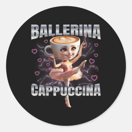 Ballerina Cappuccino Ronde Sticker (Voorkant)