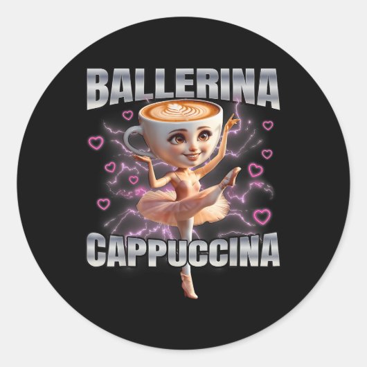 Ballerina Cappuccino Ronde Sticker (Voorkant)