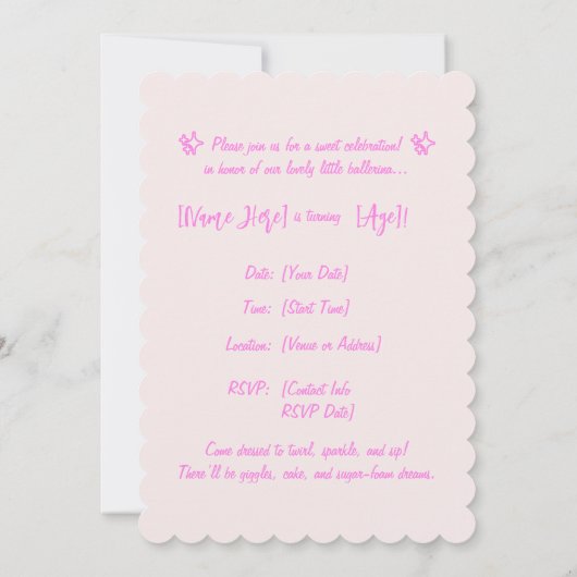 Ballerina Cappucina Verjaardag  Kaart (Achterkant)