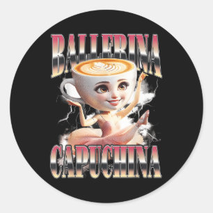 Ballerina Capuchina Grappig Italiaans Brainrot Mem Ronde Sticker