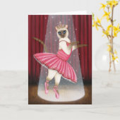 Ballerina Cat Chocolate Point Siamese Greeting Car Kaart (Gele Bloem)