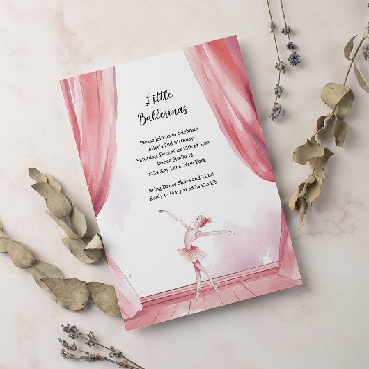 Ballerina Center Stage Kids Verjaardagsfeestje Kaart