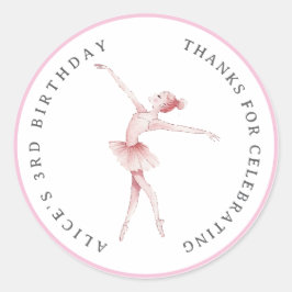 Ballerina Center Stage Verjaardag Classic Round Ronde Sticker