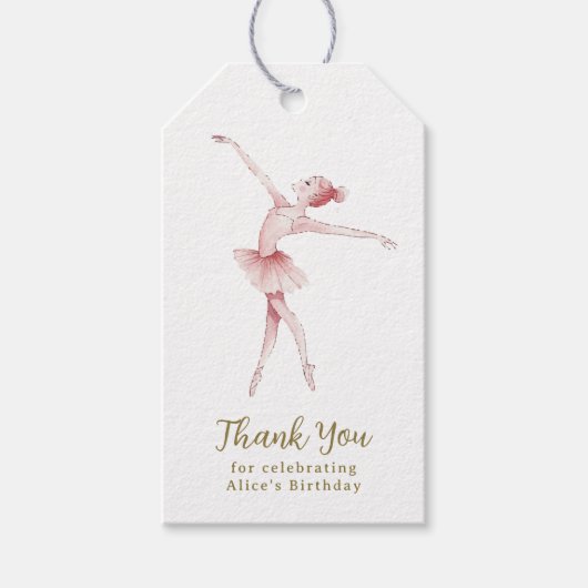Ballerina Center Stage verjaardagsfeestje cadeau Cadeaulabel (Voorkant)