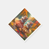 Ballerina Chipmunks op een Herfst boomstronk Servet (Hoek)