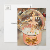 Ballerina Christmas Snow Wereldbol Briefkaart (Voorkant / Achterkant)