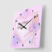 Ballerina Clock for Young Girls Room Vierkante Klok (Hoek)