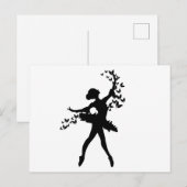 Ballerina contouren met vlinders briefkaart (Voorkant / Achterkant)