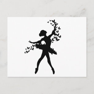 Ballerina contouren met vlinders briefkaart