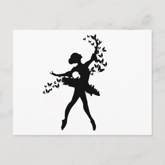 Ballerina contouren met vlinders briefkaart (Voorkant)