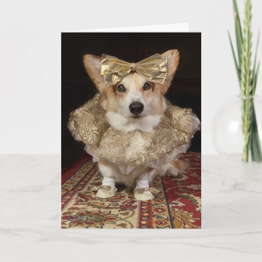 Ballerina Corgi Verjaardag Kaart (Voorkant)