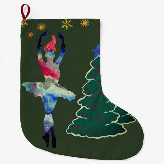 Ballerina Custom Christmas Stocking Grote Kerstsok (Voorkant)