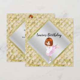 Ballerina Cute Birthday Party INVITATION mermaid Kaart