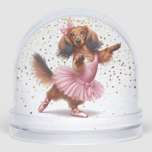 BALLERINA DACHSHUND SNOW WERELDBOL SNEEUWBOL (Voorkant)