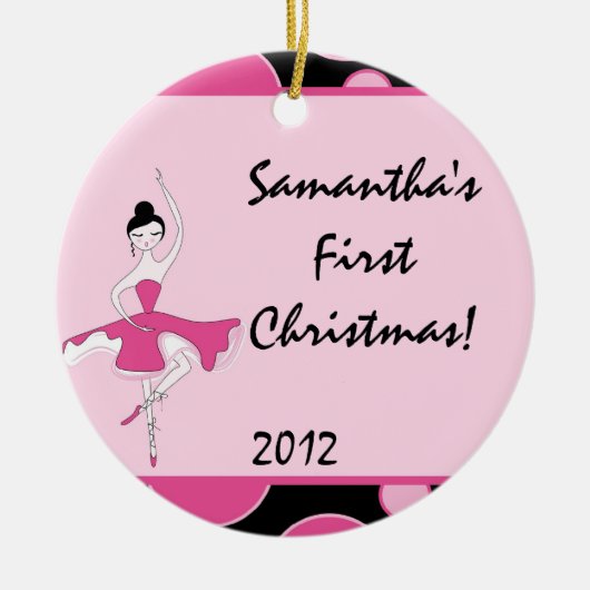 Ballerina Dance Ballet Gepersonaliseerde Naam Orna Keramisch Ornament (Voorkant)