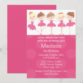 Ballerina Dance Birthday Invitation Kaart (Voorkant / Achterkant)