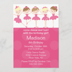 Ballerina Dance Birthday Invitation Kaart