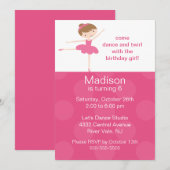 Ballerina Dance Birthday Invitation Kaart (Voorkant / Achterkant)