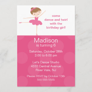 Ballerina Dance Birthday Invitation Kaart