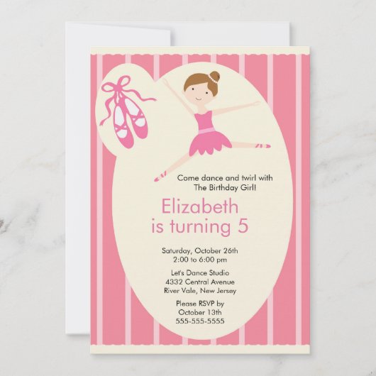 Ballerina Dance Birthday Invitation Kaart (Voorkant)