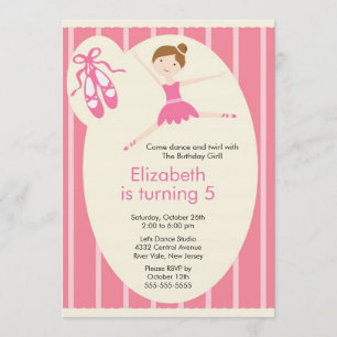 Ballerina Dance Birthday Invitation Kaart