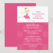 Ballerina Dance Birthday Invitation Kaart (Voorkant / Achterkant)