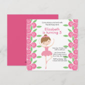Ballerina Dance Birthday Invitation Kaart (Voorkant / Achterkant)
