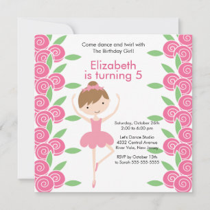 Ballerina Dance Birthday Invitation Kaart